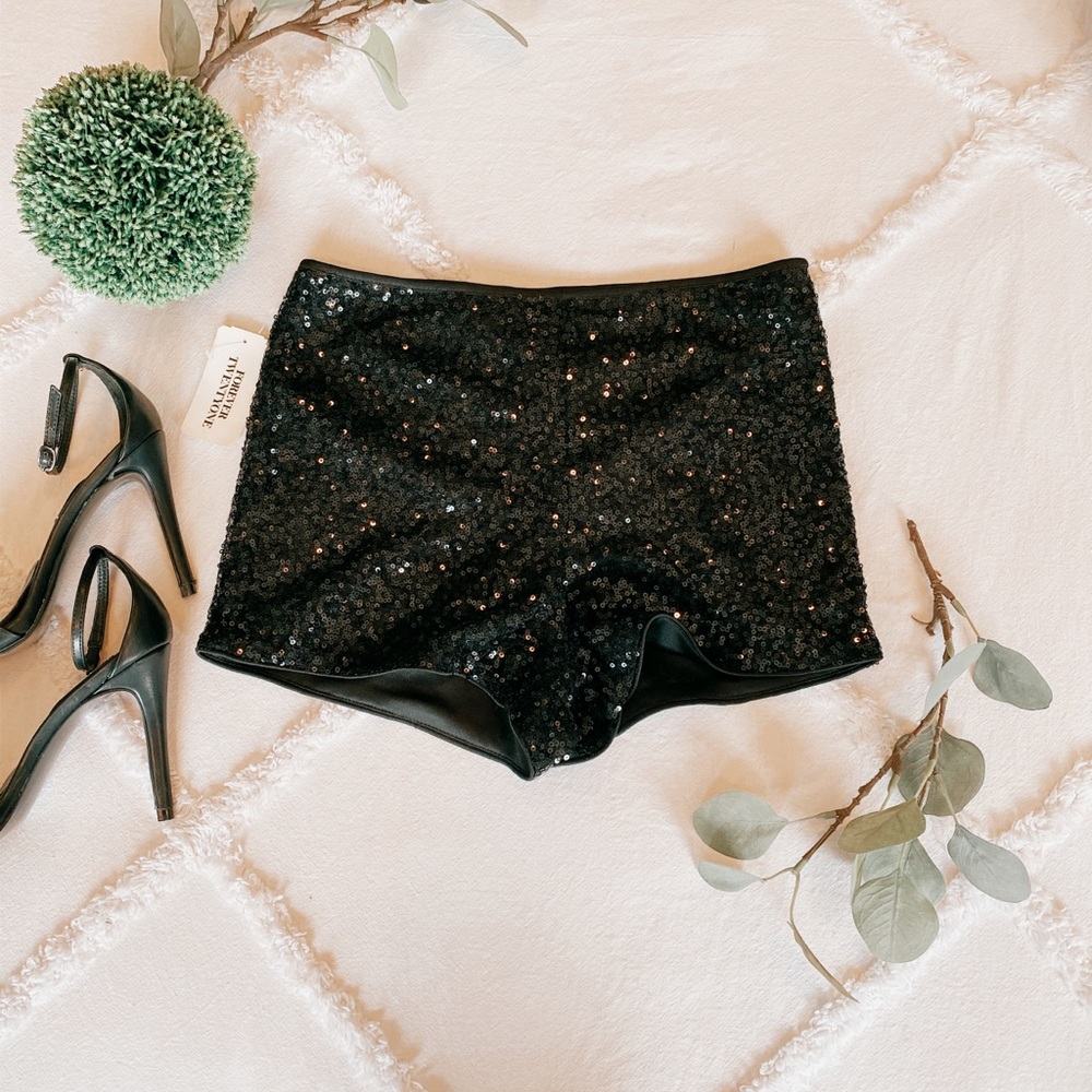 Forever 21 Black Sequin Knit Shorts
